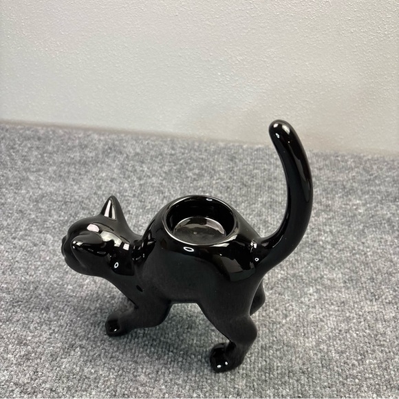 Partylite Black Cat Halloween Tealight Votive Candle Holder Arched Back P9415 - Picture 8 of 16